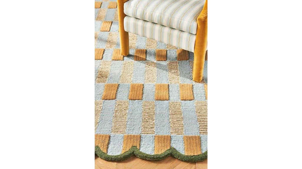 wool rug with scallops