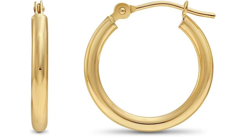 yellow gold round hoops