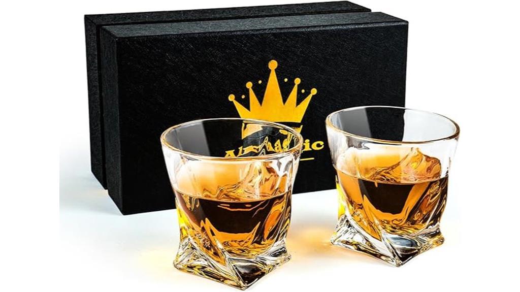 elegant twisted whiskey glasses