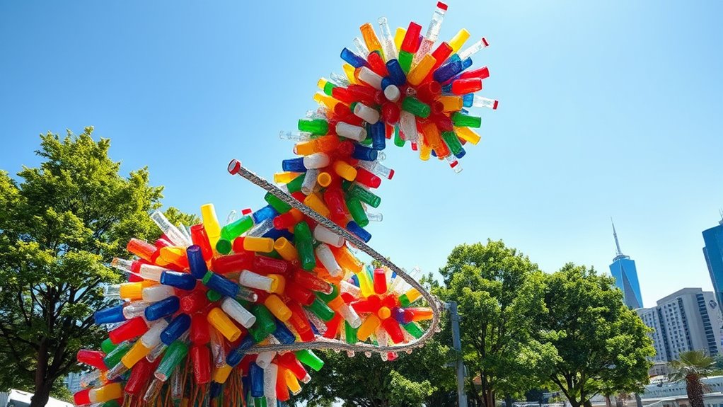 plastic waste transformed into art