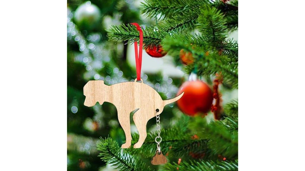 festive dog pooping ornament