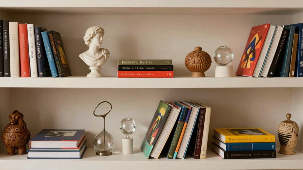 artful balanced shelf arrangement